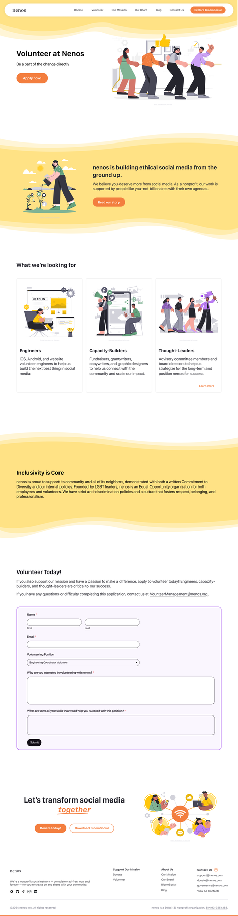 Final volunteers page design